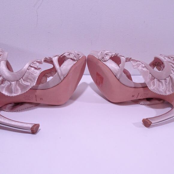 Alexander Mcqueen Satin Ruffle Butterfly Ankle Bowed Sandals NIB 1450 Sz 38 - Picture 11 of 14